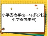 小学寄宿学校一年多少钱(小学寄宿年费)