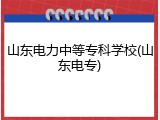 山东电力中等专科学校(山东电专)