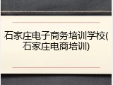 石家庄电子商务培训学校(石家庄电商培训)