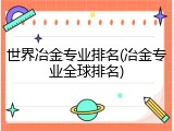 世界冶金专业排名(冶金专业全球排名)