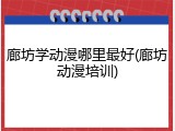 廊坊学动漫哪里最好(廊坊动漫培训)