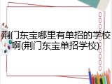 荆门东宝哪里有单招的学校啊(荆门东宝单招学校)