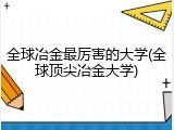 全球冶金最厉害的大学(全球顶尖冶金大学)