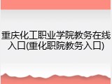 重庆化工职业学院教务在线入口(重化职院教务入口)