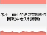 考不上高中的结果有哪些原因呢(中考失利原因)