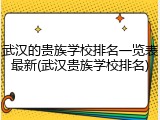 武汉的贵族学校排名一览表最新(武汉贵族学校排名)