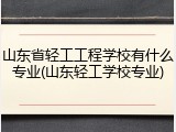 山东省轻工工程学校有什么专业(山东轻工学校专业)
