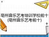 亳州音乐艺考培训学校前十(亳州音乐艺考前十)