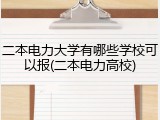 二本电力大学有哪些学校可以报(二本电力高校)