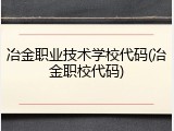 冶金职业技术学校代码(冶金职校代码)
