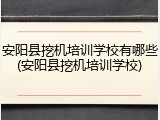 安阳县挖机培训学校有哪些(安阳县挖机培训学校)