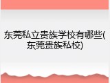 东莞私立贵族学校有哪些(东莞贵族私校)
