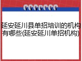 延安延川县单招培训的机构有哪些(延安延川单招机构)