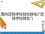 国内足球学校技校排名("足球学校排名")