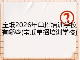 宝坻2026年单招培训学校有哪些(宝坻单招培训学校)