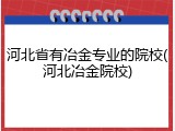 河北省有冶金专业的院校(河北冶金院校)