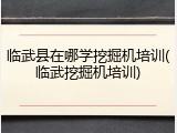 临武县在哪学挖掘机培训(临武挖掘机培训)