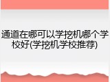 通道在哪可以学挖机哪个学校好(学挖机学校推荐)