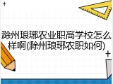 滁州琅琊农业职高学校怎么样啊(滁州琅琊农职如何)