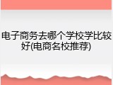 电子商务去哪个学校学比较好(电商名校推荐)