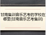 甘南集训音乐艺考的学校在哪里(甘南音乐艺考集训)