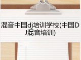 混音中国dj培训学校(中国DJ混音培训)