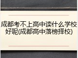 成都考不上高中读什么学校好呢(成都高中落榜择校)