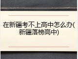 在新疆考不上高中怎么办(新疆落榜高中)