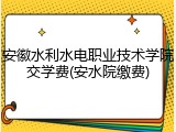 安徽水利水电职业技术学院交学费(安水院缴费)