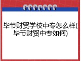 毕节财贸学校中专怎么样(毕节财贸中专如何)