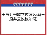 王府井贵族学校怎么样(王府井贵族校如何)