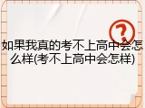 如果我真的考不上高中会怎么样(考不上高中会怎样)