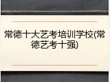常德十大艺考培训学校(常德艺考十强)