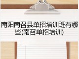 南阳南召县单招培训班有哪些(南召单招培训)