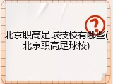 北京职高足球技校有哪些(北京职高足球校)