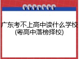 广东考不上高中读什么学校(粤高中落榜择校)