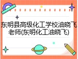 东明县高级化工学校油晓飞老师(东明化工油晓飞)