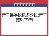 新干县学挖机多少钱(新干挖机学费)