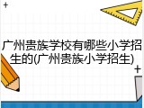 广州贵族学校有哪些小学招生的(广州贵族小学招生)