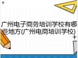 广州电子商务培训学校有哪些地方(广州电商培训学校)