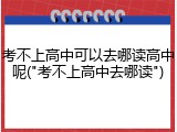 考不上高中可以去哪读高中呢("考不上高中去哪读")