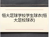 恒大足球学校学生球衣(恒大足校球衣)