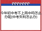 今年初中考不上高中吗怎么办呢(中考失利怎么办)