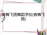 青舞飞扬舞蹈学校(青舞飞扬)