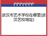 武汉市艺术学校在哪里(武汉艺校地址)