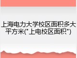 上海电力大学校区面积多大平方米("上电校区面积")