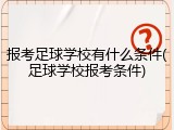 报考足球学校有什么条件(足球学校报考条件)