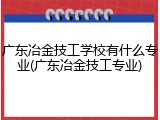 广东冶金技工学校有什么专业(广东冶金技工专业)