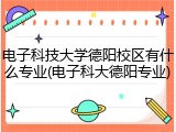 电子科技大学德阳校区有什么专业(电子科大德阳专业)