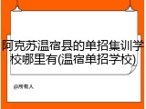 阿克苏温宿县的单招集训学校哪里有(温宿单招学校)